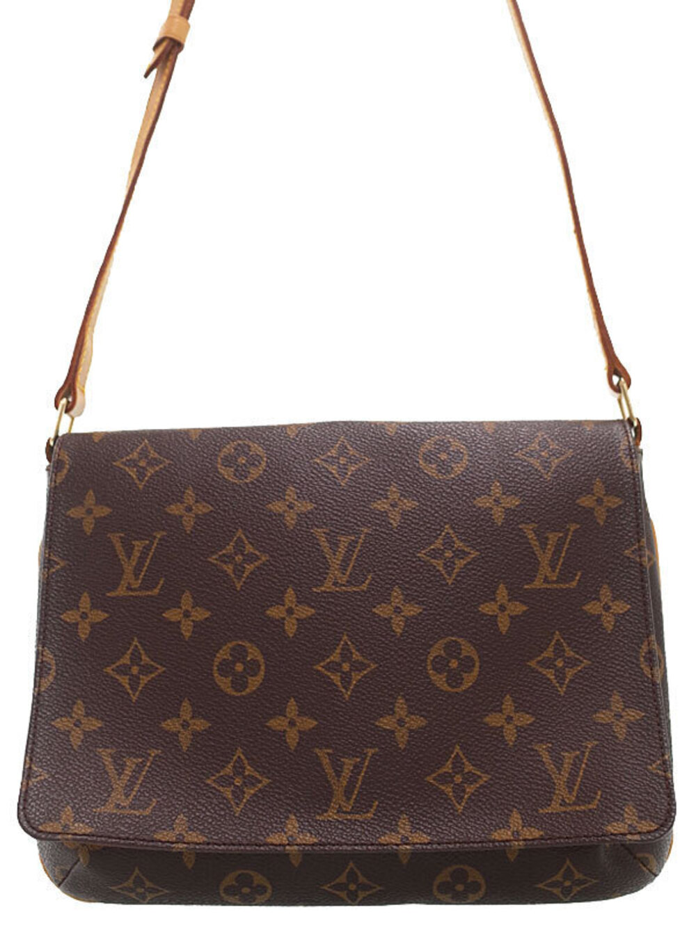 Louis Vuitton Monogram Musette Tango Long Shoulder Bag Canvas Leather Brown